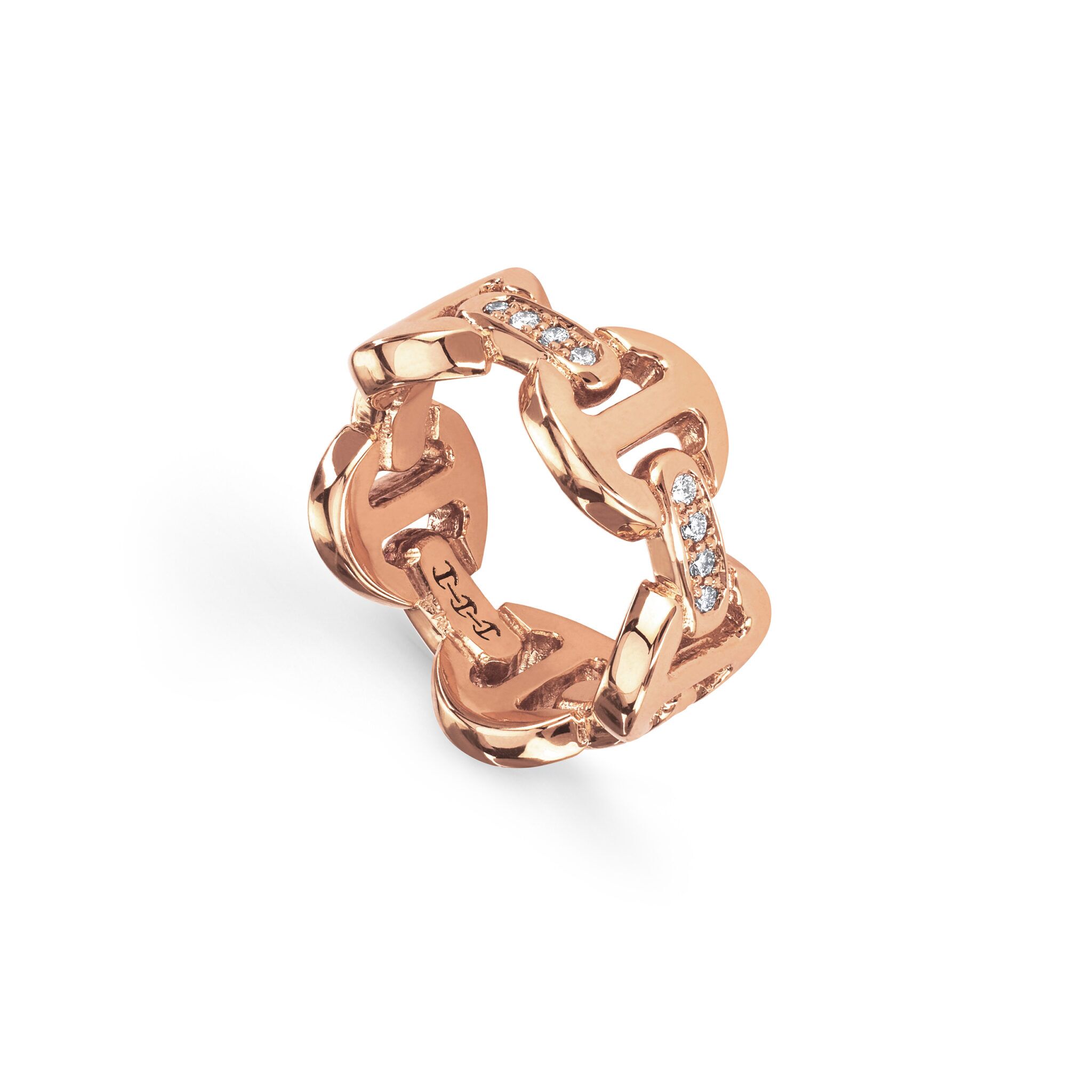 Hoorsenbuhs 18K Rose Gold Dame Tri-Link Diamond Ring - Image 2